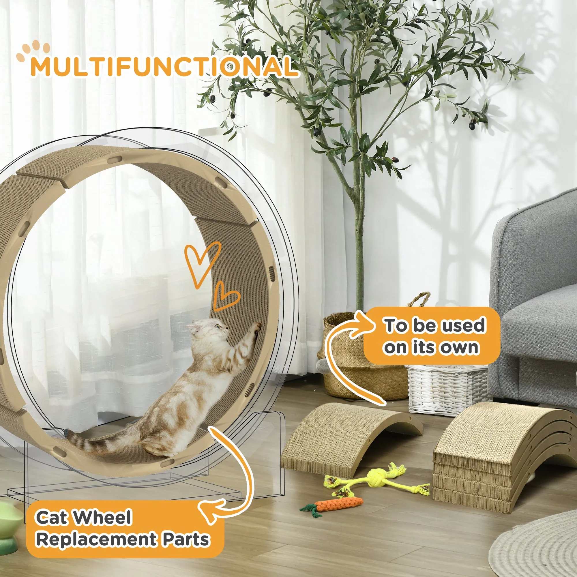 PawHut 4PCs Cat Scratch Pad Reversible, Replacement for Cat Treadmill, 55 x 26cm