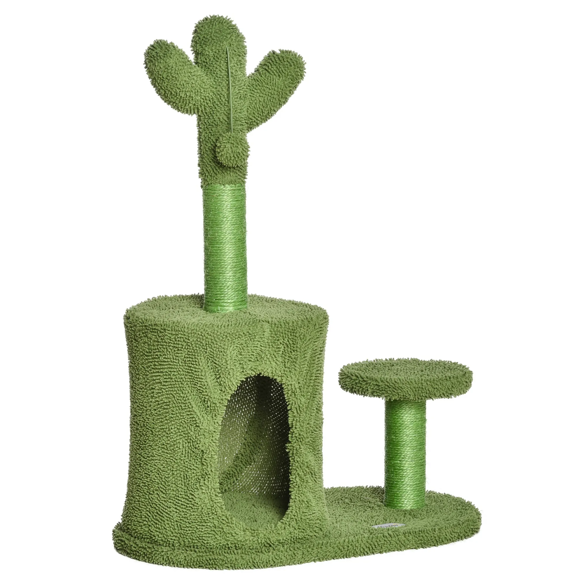 PawHut Cactus Cat Tree Tower Sisal Scratching Post Condo Perch 60 x 35 x 78 cm