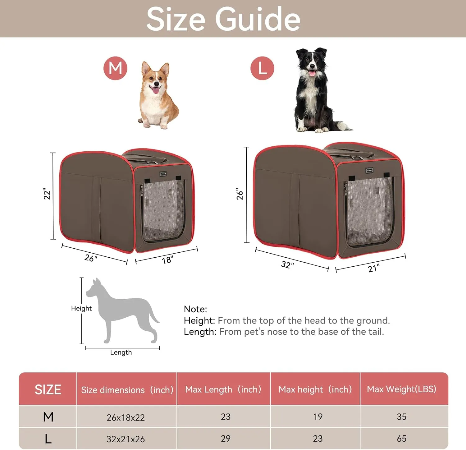 Petsfit Pop Up Dog Crate, Portable Dog Crates for Medium DogsLightweight&Collapsible Pet Cage Cat Kennel, Included Soft Mat and Carrying CaseRedMedium