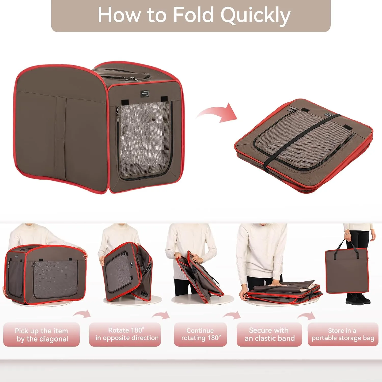 Petsfit Pop Up Dog Crate, Portable Dog Crates for Medium DogsLightweight&Collapsible Pet Cage Cat Kennel, Included Soft Mat and Carrying CaseRedMedium