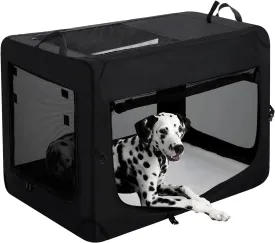 pettycare 24 inch 3-Door Collapsible Dog Crate for Small Dogs Cats, Portable Puppy Travel Crate for Indoor & Outdoor, Soft Side Pet Foldable Kennel Cage with Durable Mesh Windows & Strong Steel Frame
