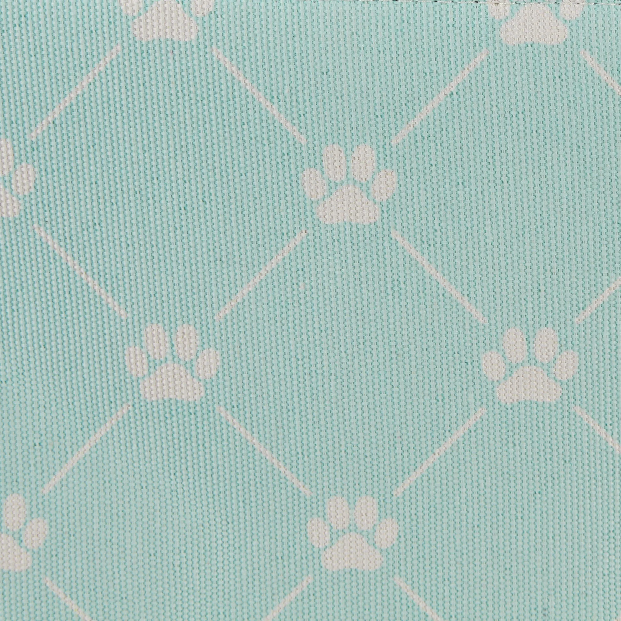 Polyester Pet Bin Trellis Paw Light Aqua Round Small 9X12X12