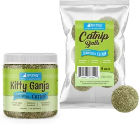 Raw Paws Fresh Loose Catnip & Catnip Balls Bundle - Natural Dried Cat Nip - Interactive Cat Toy & Licking Balls for Indoor Cats