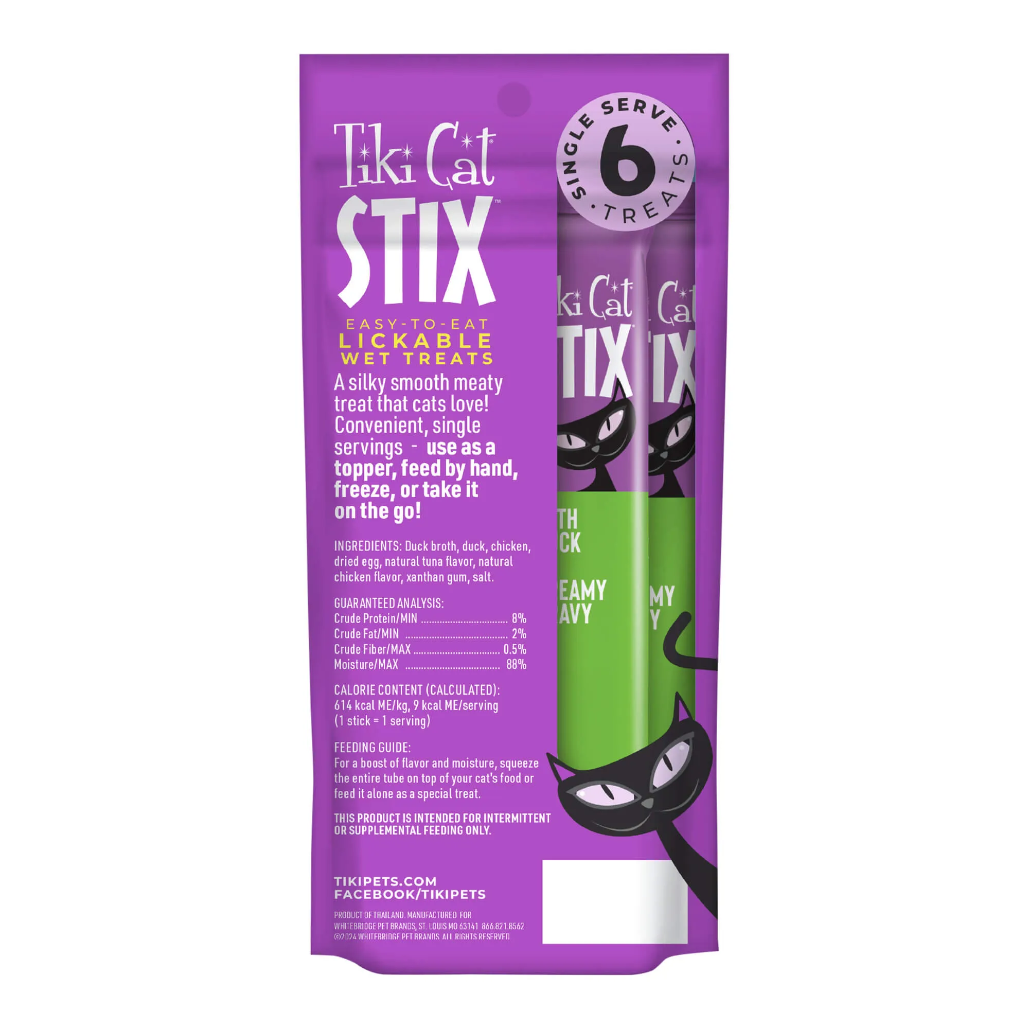 Tiki Cat Stix Wet Cat Treats, Duck, Case of 12 (6 ct)