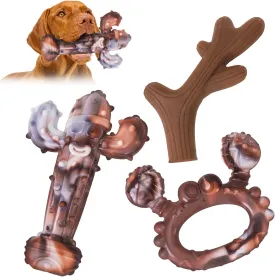 Tough Dog Toys for Aggressive Chewers, 3 Pack Dog Chew Toys for Large Dogs to Keep Them Busy, Indestructible Dog Bones Toys for Teeth Cleaning and Training, Best Gift for Medium Large Breed