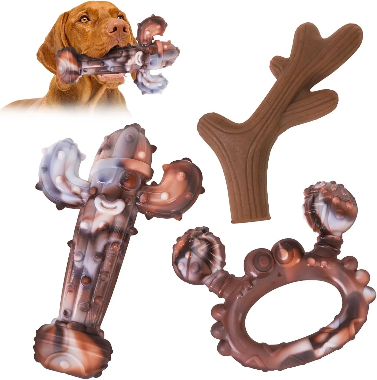 Tough Dog Toys for Aggressive Chewers, 3 Pack Dog Chew Toys for Large Dogs to Keep Them Busy, Indestructible Dog Bones Toys for Teeth Cleaning and Training, Best Gift for Medium Large Breed