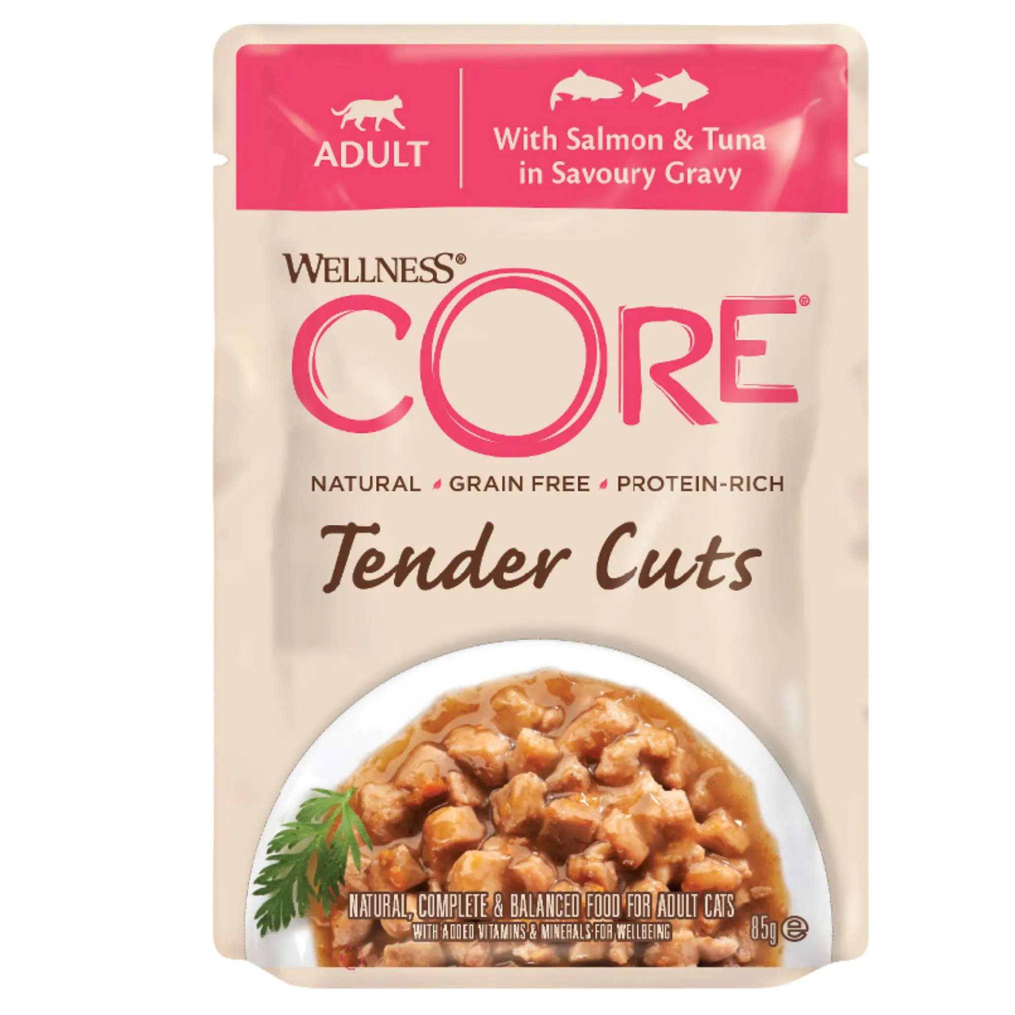Wellness CORE Tender Cuts with Salmon and Tuna in Gravy Wet Cat Food 85g^^^