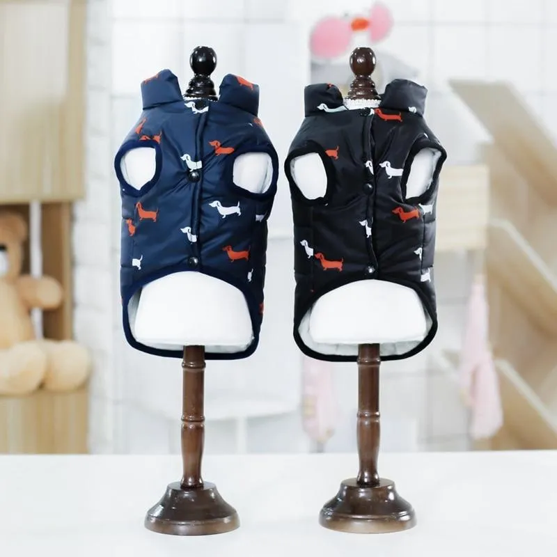 Winter Dog Jacket - Dog Print