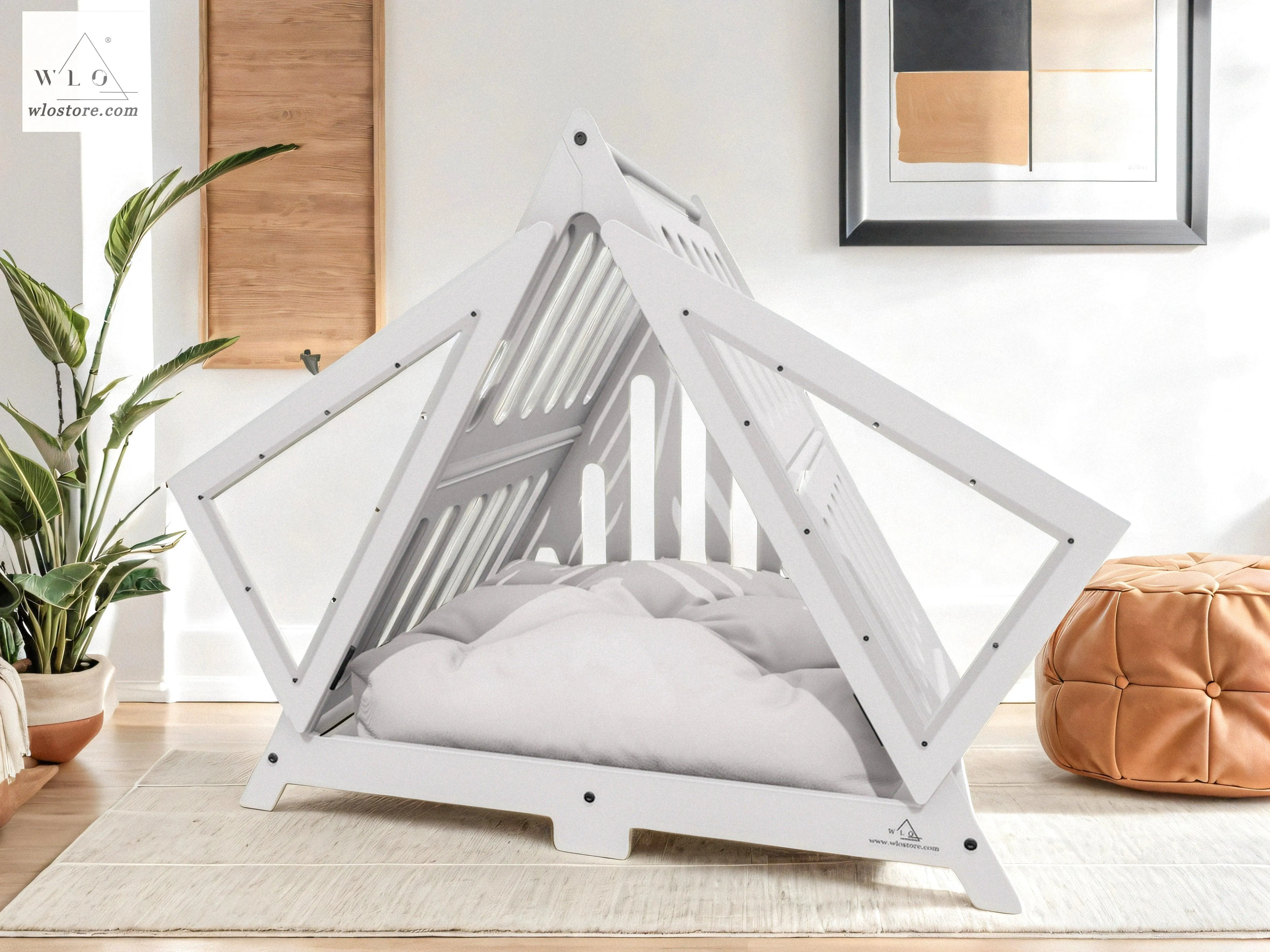 WLO® White Modern Dog Crate