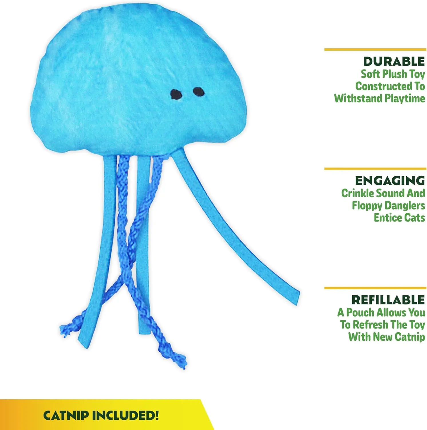 ZOOMIE Jelly Fish - Refillable Catnip Toy   Catnip