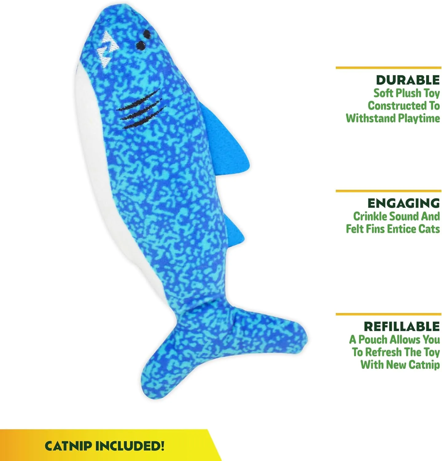 ZOOMIE Shark - Refillable Catnip Toy   Catnip