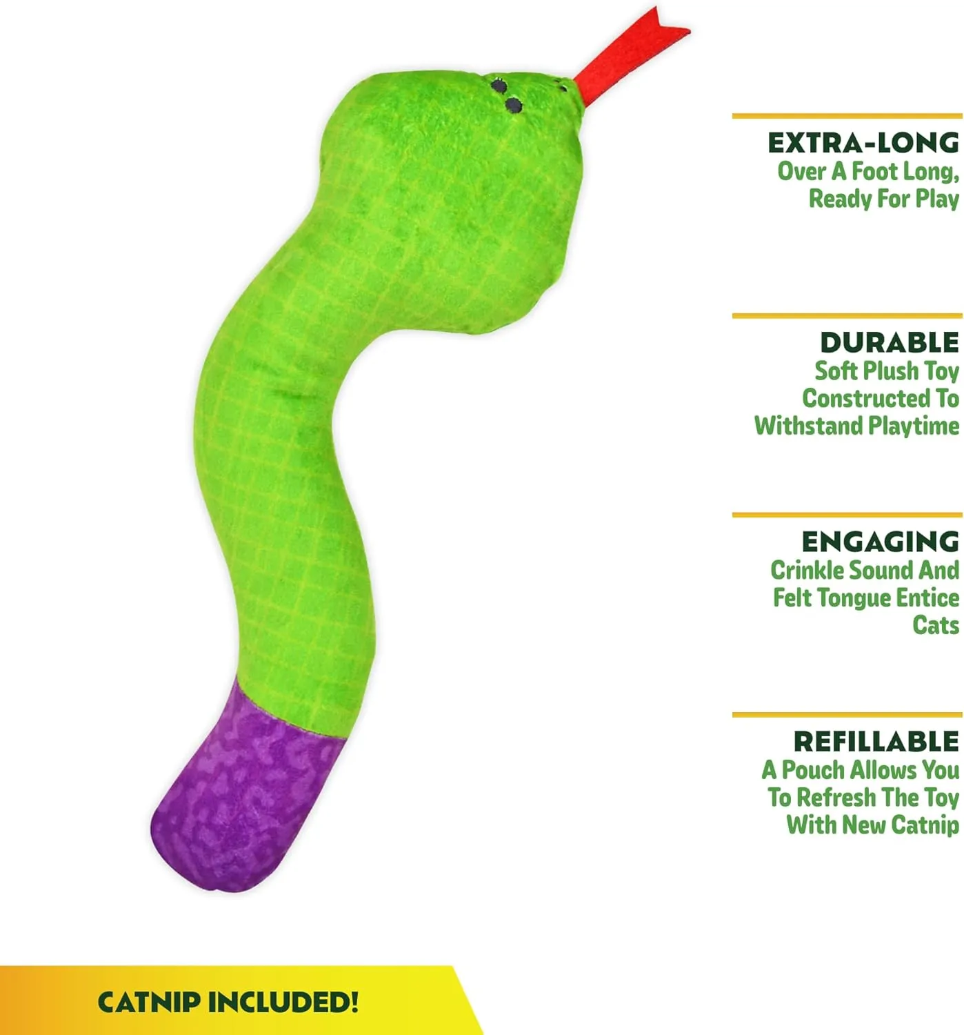 ZOOMIE Snake Kicker - Refillable Catnip Toy   Catnip